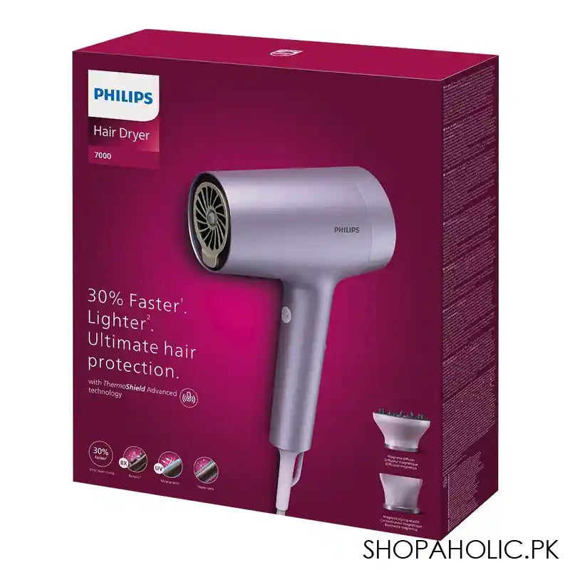 Philips 7000 Series Hair Dryer With 4 Minutes Fast Drying Result, Metallic Lilac, BHD720/10 - Main Image