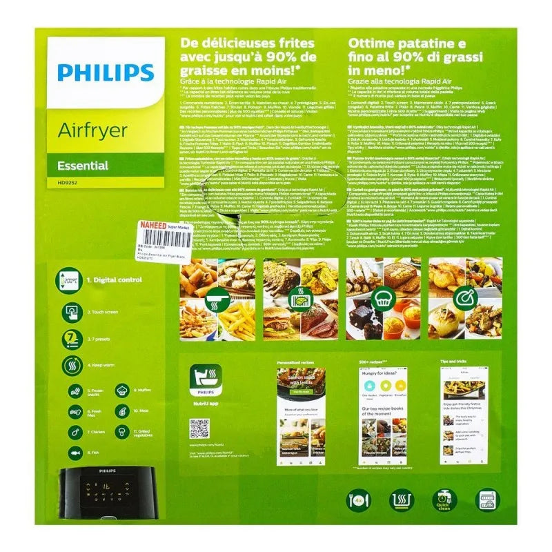 philips essential air fryer, 4.1 liter, black, hd9252/70 image3