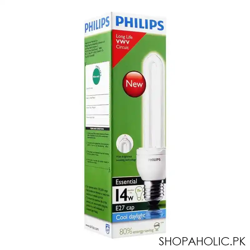 philips essential energy saver bulb, 14w, e27 cap, cool daylight main image