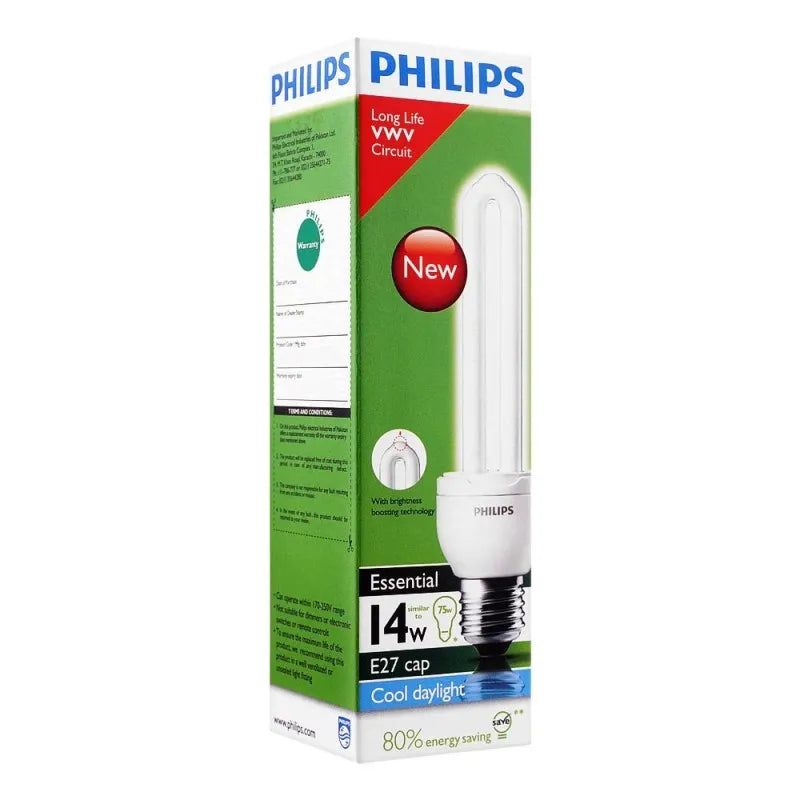 philips essential energy saver bulb, 14w, e27 cap, cool daylight main image