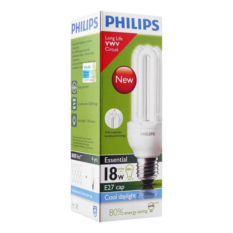 philips essential energy saver bulb, 18w, e27 cap, cool daylight main image