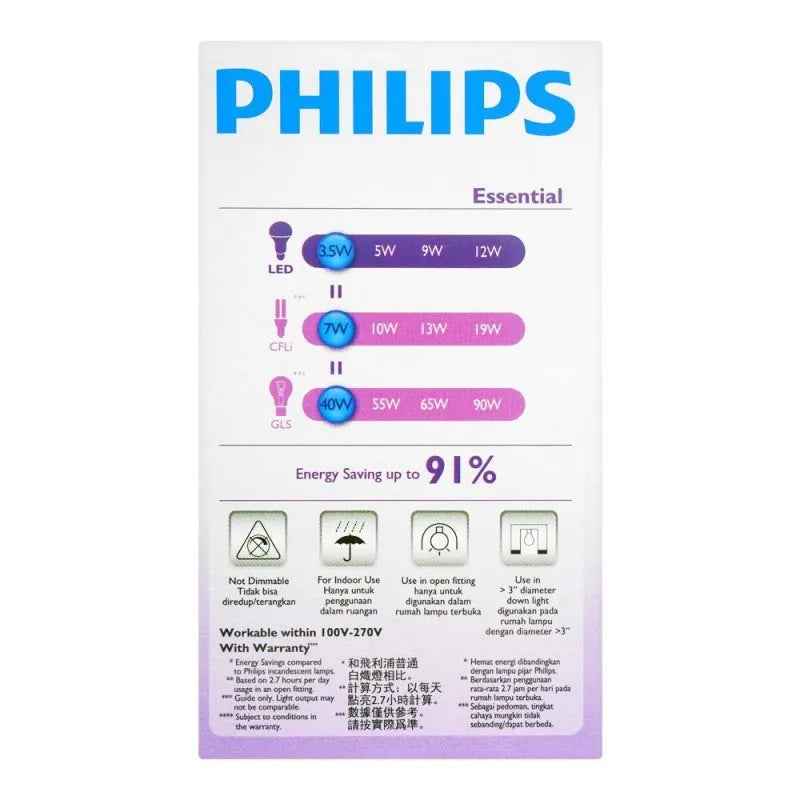 philips essential led 3.5w, e27 cool daylight image2