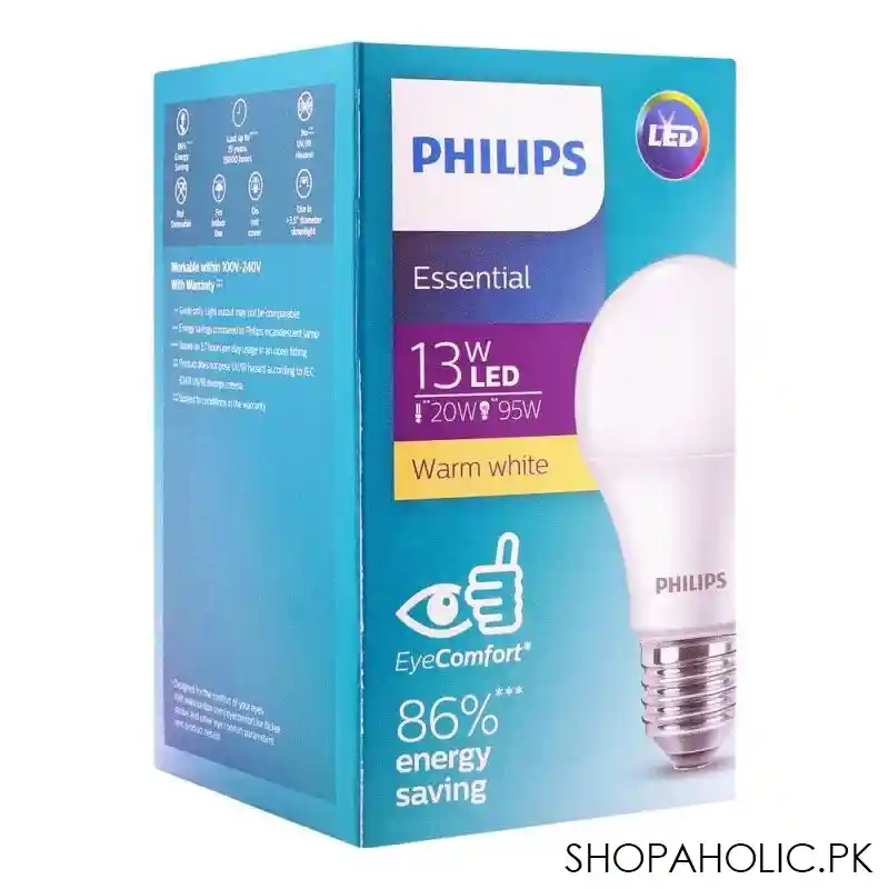 philips essential led bulb, 13w, e27, warm white main image