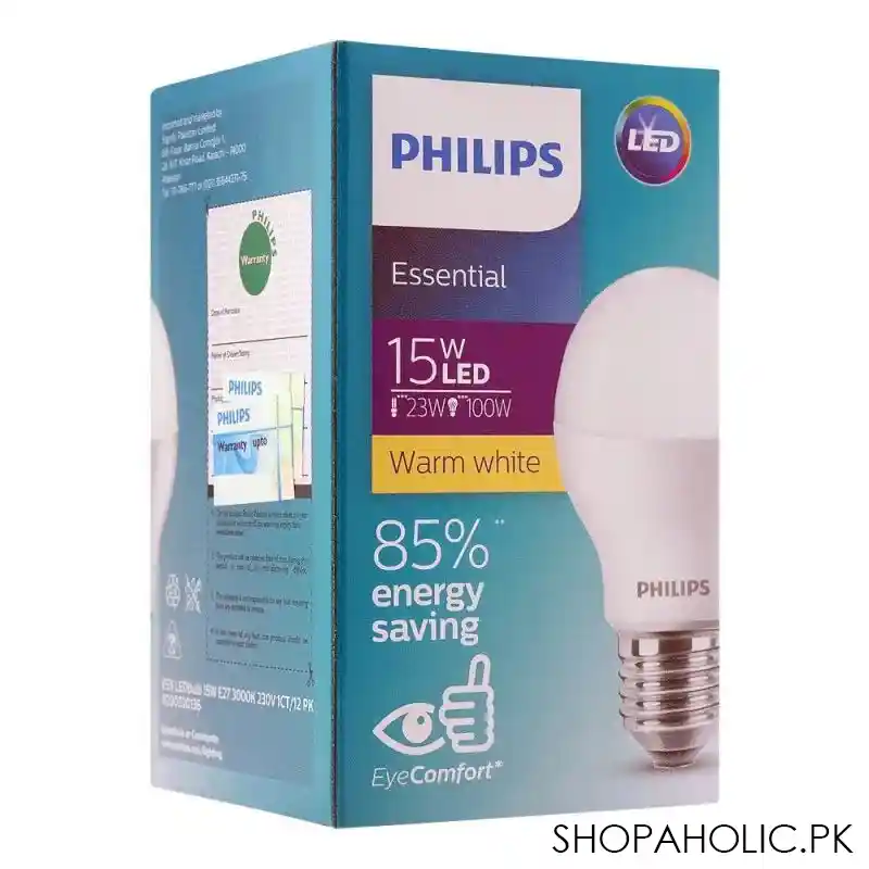 philips essential led bulb, 15w, e27 cap, warm white main image