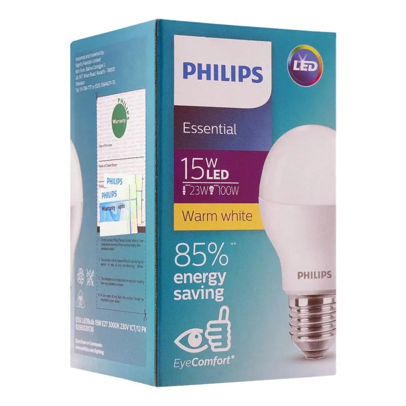 philips essential led bulb, 15w, e27 cap, warm white main image