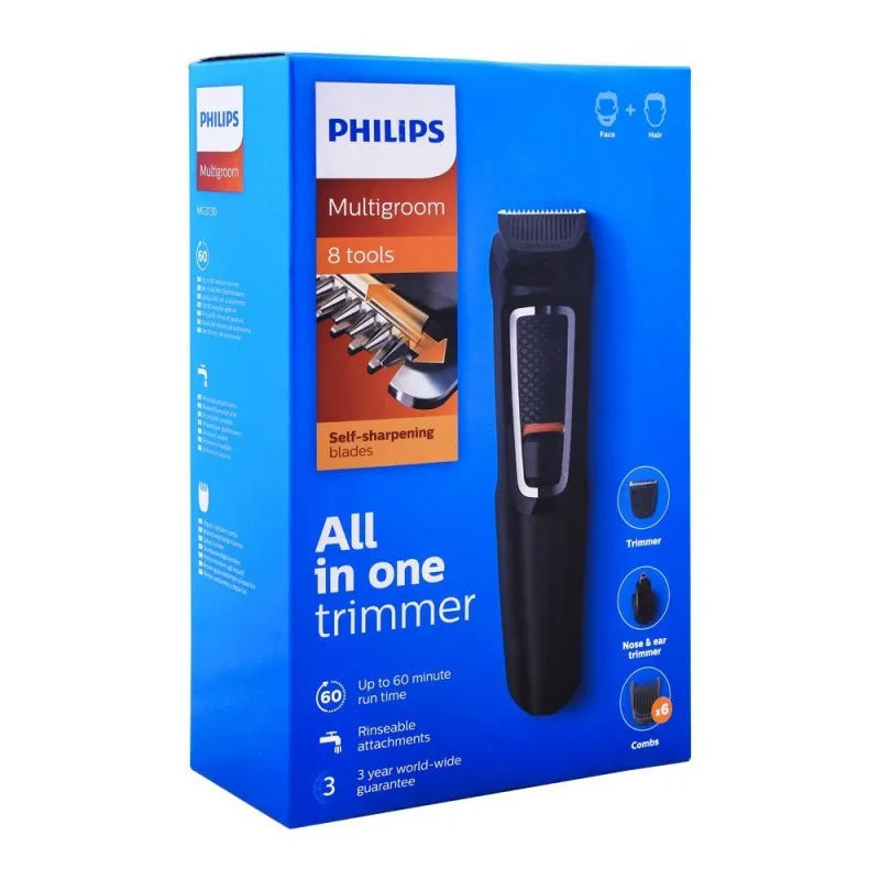 philips multigroom all in trimmer, 8 tools, face, nose/ear & hair, mg3730 image2