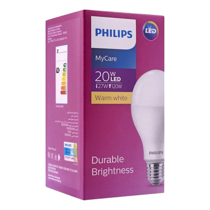 philips mycare led bulb, 20w, e27 cap, warm white main image