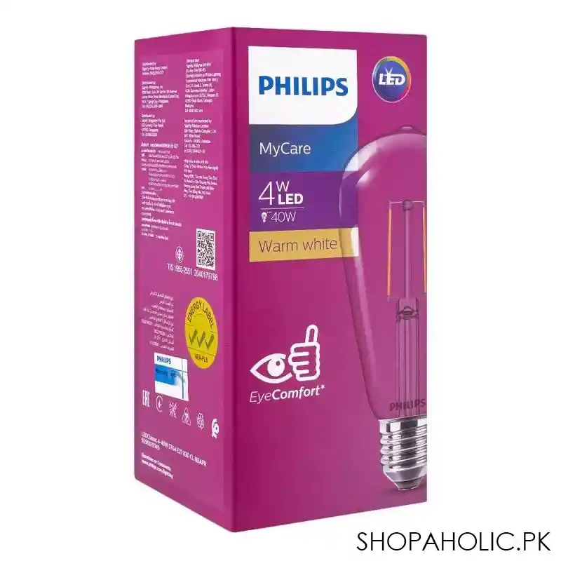 philips mycare led classic, 4 40w st64 e27, warm white main image