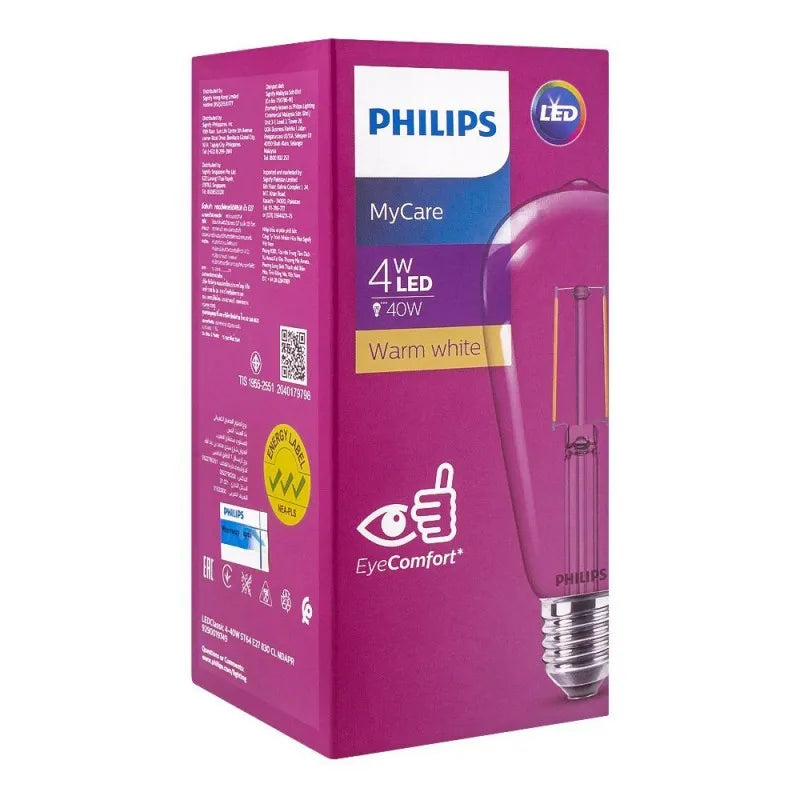 philips mycare led classic, 4 40w st64 e27, warm white main image