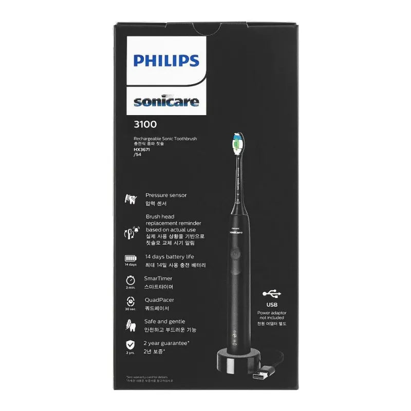 philips sonicare 3100 rechargeable sonic toothbrush, hx3671/54 100 image2