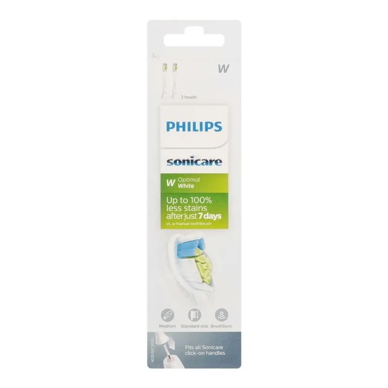 philips sonicare optimal white 2 replacement brush heads, medium, hx6062/67 image2