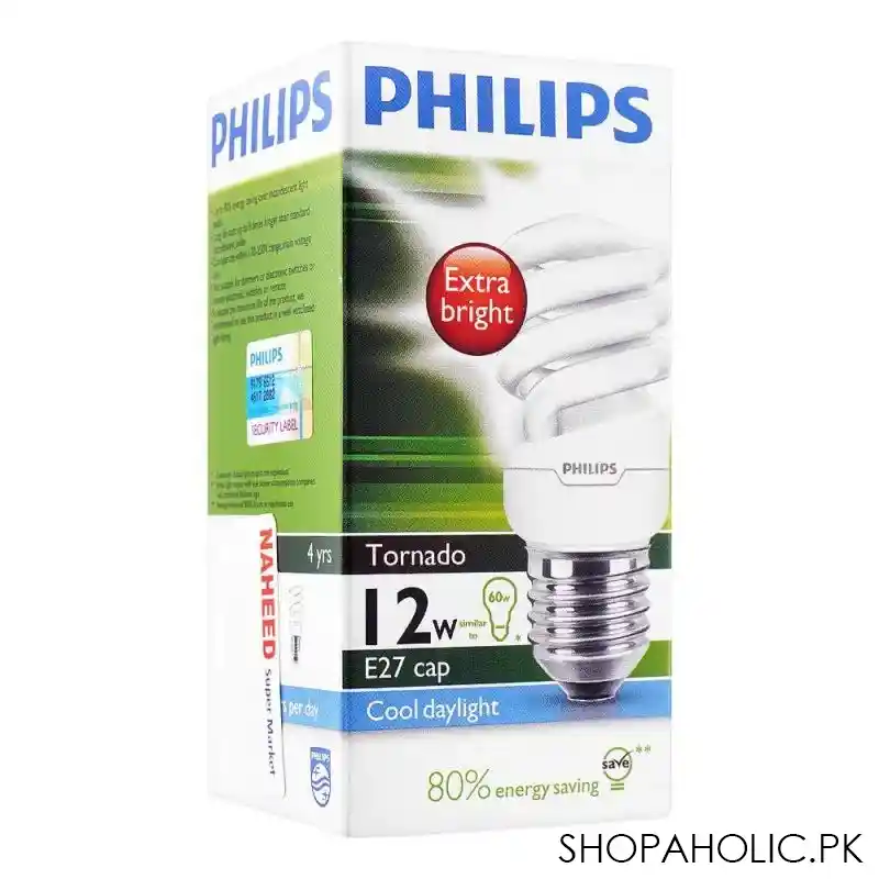 philips tornado energy saver bulb, 12w, e27 cap, cool daylight main image