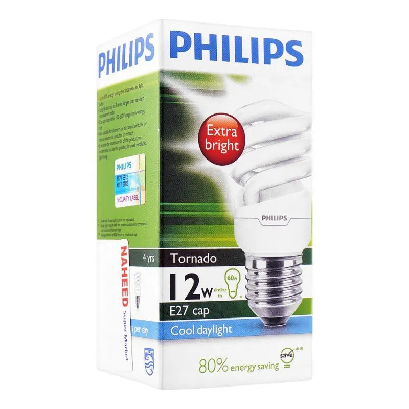 philips tornado energy saver bulb, 12w, e27 cap, cool daylight main image