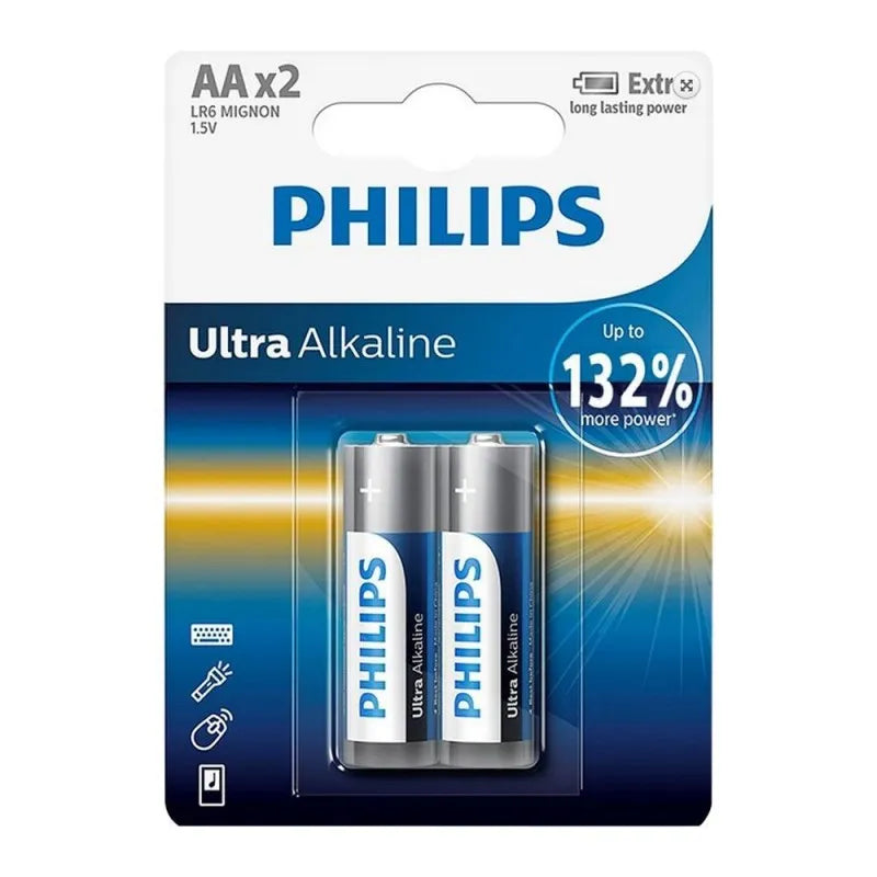 philips ultra alkaline aaa battery, 2 pack, lr6 mignon main image