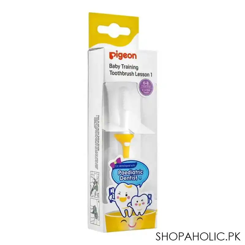 pigeon baby training toothbrush, lesson 1, 6 8m, yellow, k78338 1 main image