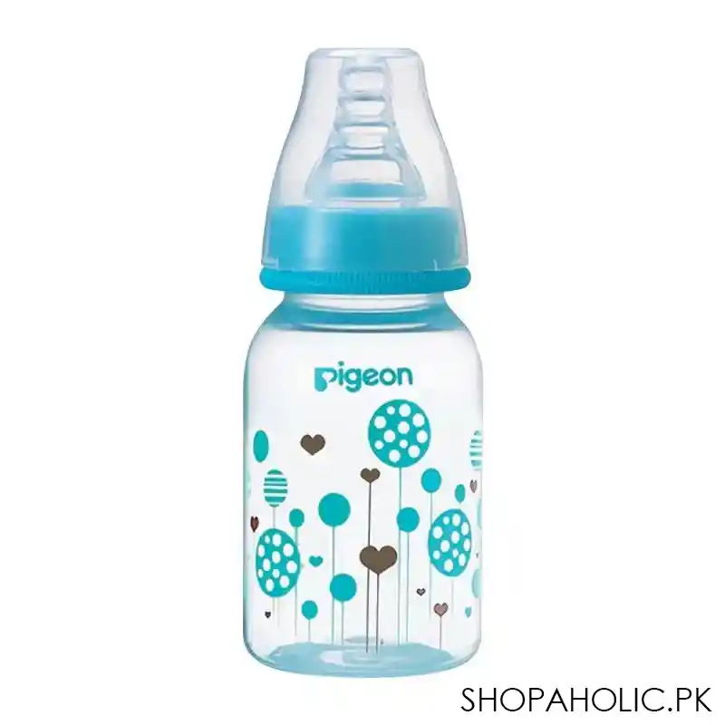 pigeon flexible clear soft & elastic pp feeding bottle, blue, 120ml, a79225 main image