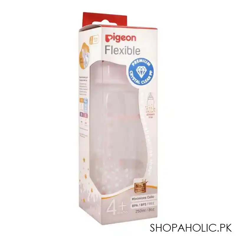 pigeon flexible premium slim neck feeding bottle, 4m+, pink, 250ml/8oz, a78285 image3