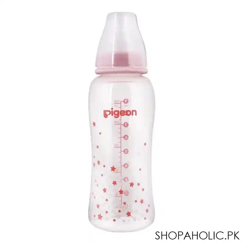 pigeon flexible premium slim neck feeding bottle, 4m+, pink, 250ml/8oz, a78285 main image