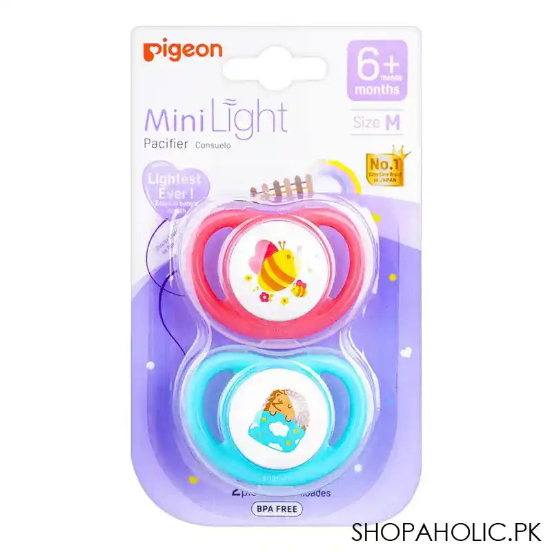 Pigeon Mini Light M 6m+ Pacifier Bee & Hedgehog N79932, 2-Pack - Main Image