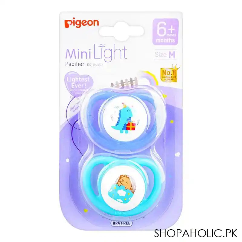 Pigeon Mini Light M 6m+ Pacifier Dino Birthday & Hedgehog N79929, 2-Pack - Main Image