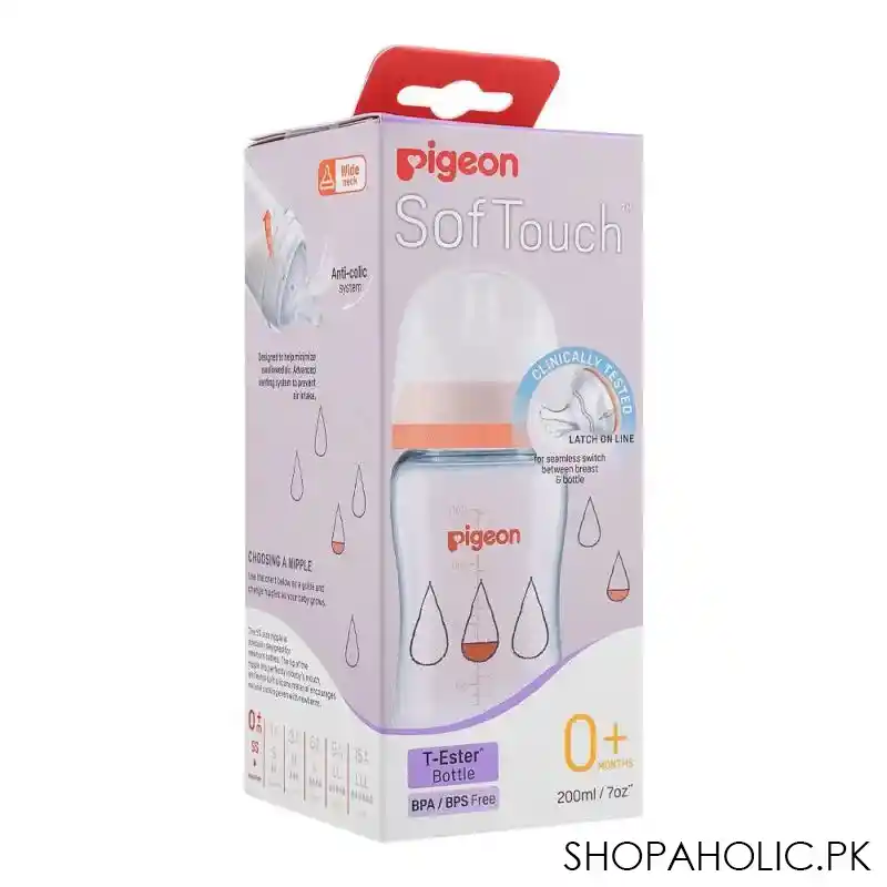 pigeon soft touch wn t ester feeding bottle, dew drop, 200ml, a79448 image2