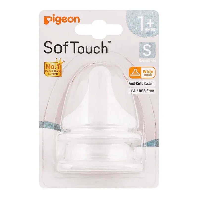 pigeon softouch round hole wide neck 1 months+ nipple, 2 pack, b 79462 main image