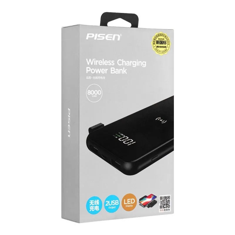 pisen 8000mah 29.9 wh wireless charging power bank, ts d252 main image