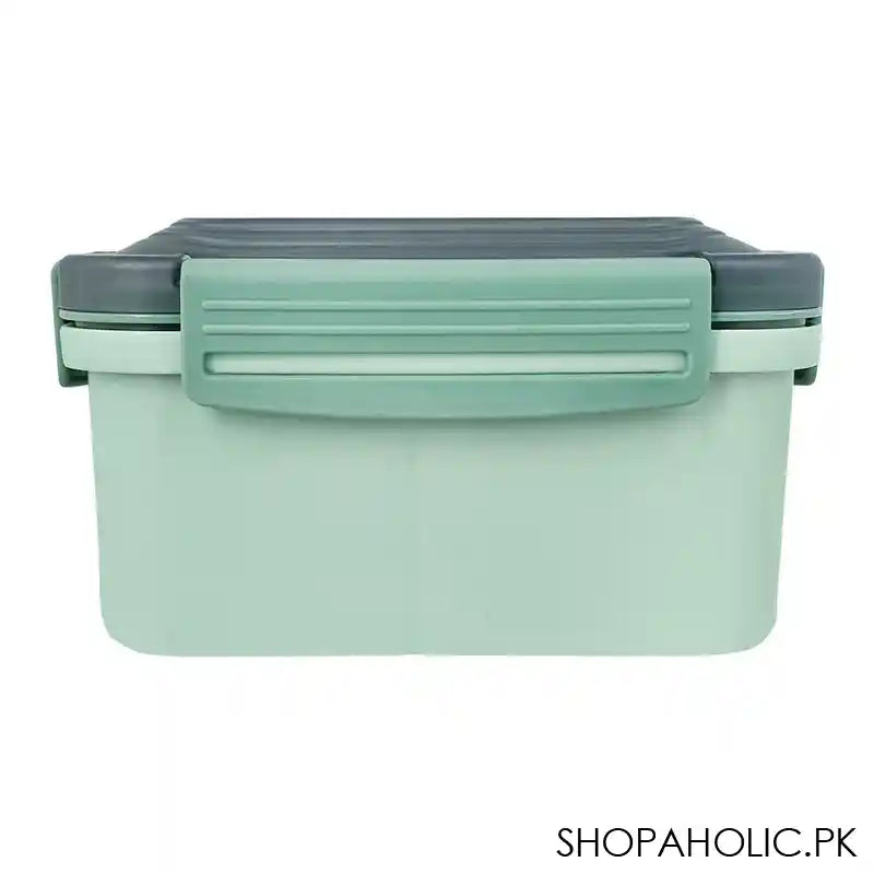 Plastic Lunch Box, 3 Compartments & Cutlery, 1500ml, Sea Green, 5.6in (H) x 5.5in (W) x 3in (D), 287539 - Image 4