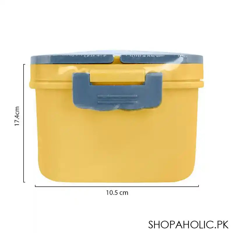 Plastic Lunch Box, 3 Compartments & Cutlery & 330ml Soup Cup, 1500ml, Yellow, 6.9in (H) x 4.1in (W) x 2.8in (D), Zb-6325 - Image 5