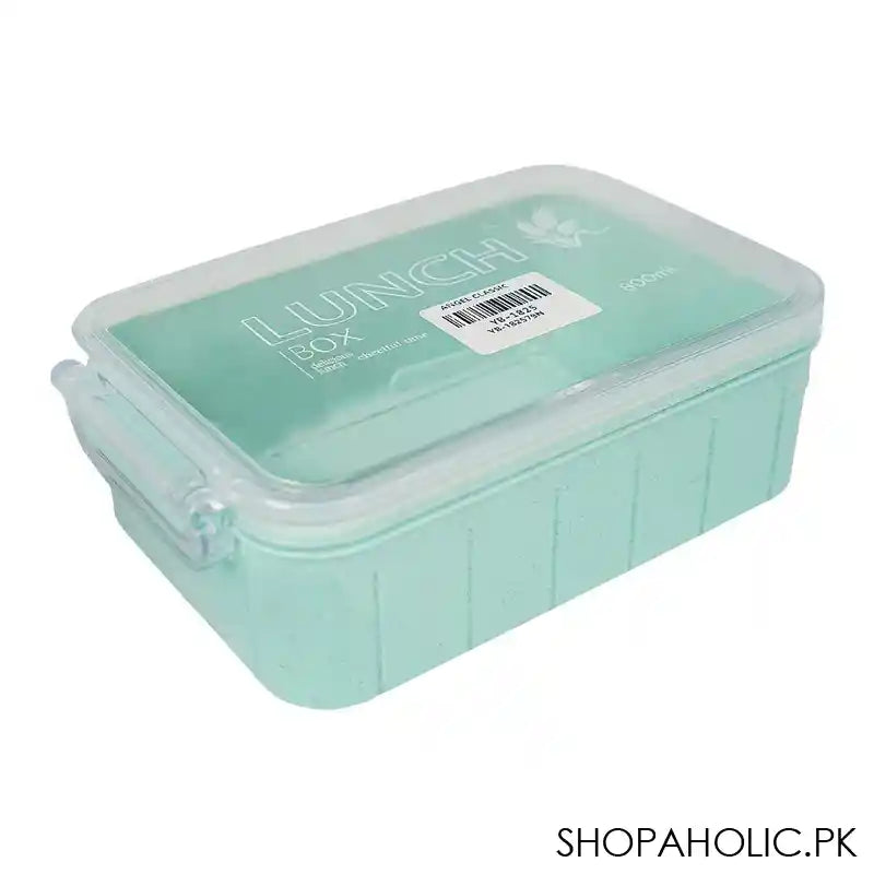 Plastic Lunch Box, Cutlery, 800ml, Sea Green, 6.3in (H) x 4.2in (W) x 1.7in (D), Yb-1825 - Main Image