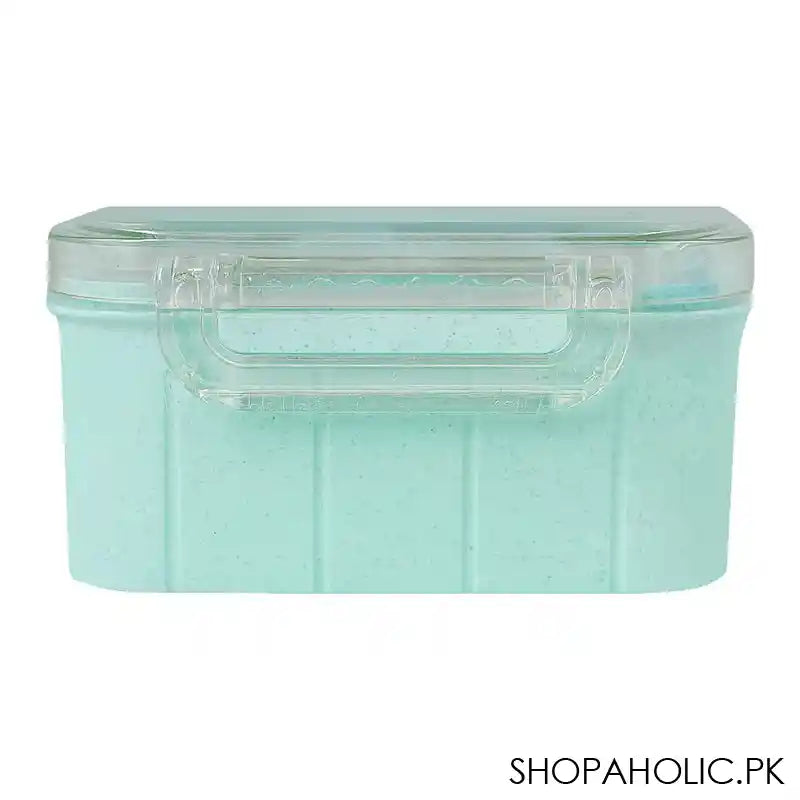 Plastic Lunch Box, Cutlery, 800ml, Sea Green, 6.3in (H) x 4.2in (W) x 1.7in (D), Yb-1825 - Image 2