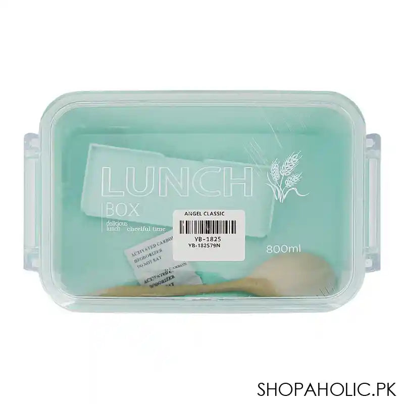 Plastic Lunch Box, Cutlery, 800ml, Sea Green, 6.3in (H) x 4.2in (W) x 1.7in (D), Yb-1825 - Image 3