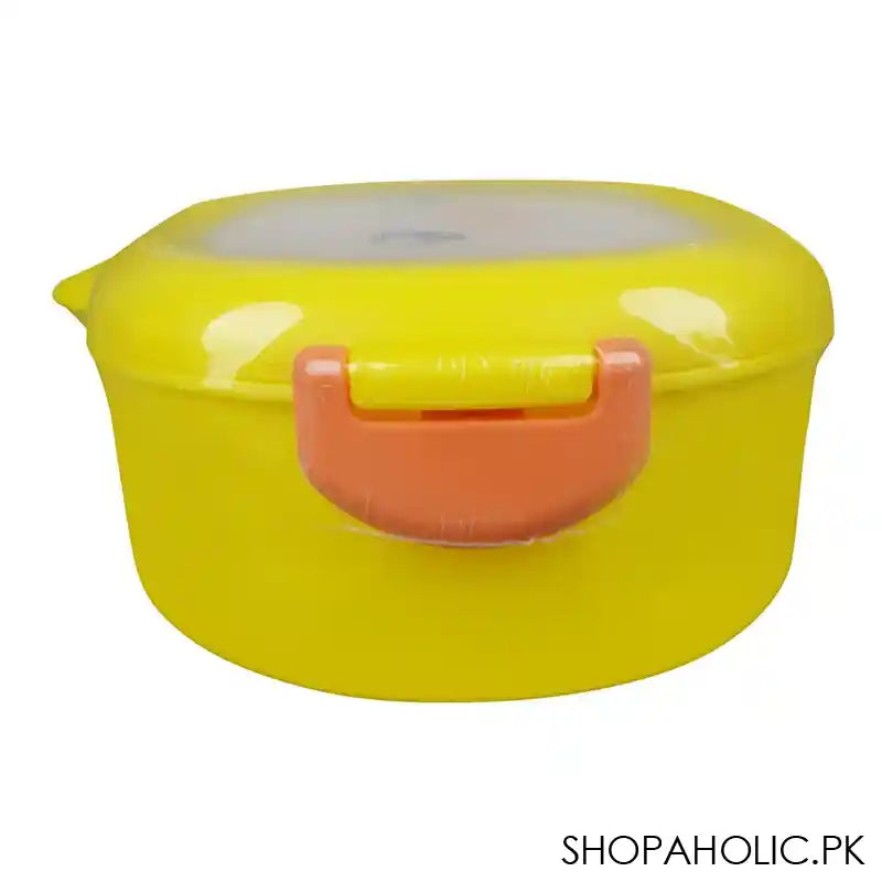 Plastic Lunch Box, Fork & Spoon, Yellow, 5.3in (H) x 3.3in (W) x 2.4in (D), 6386 - Image 3