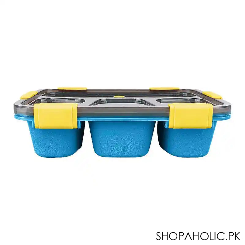 Plastic Lunch Box With Cutlery, 4-Compartments, Blue, 2.4in (H) x 7.1in (W) x 4.3in (D), (SH-205) 0001005 - Image 4