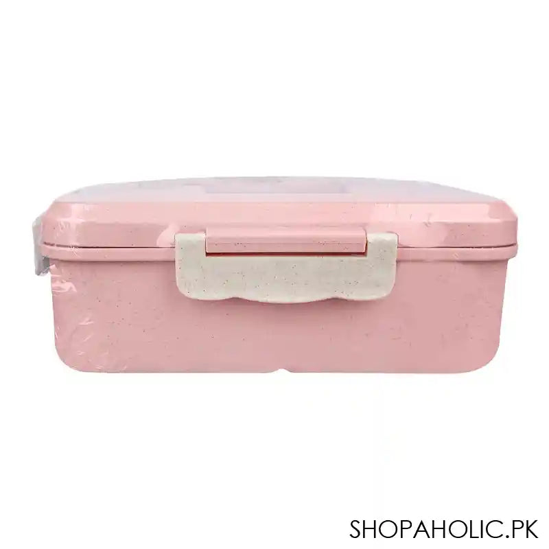 Plastic Lunch Box With Metal Cutlery, Pink, 2.2in (H) x 6.5in (W) x 3.9in (D), (SH-203) 0001004 - Image 3