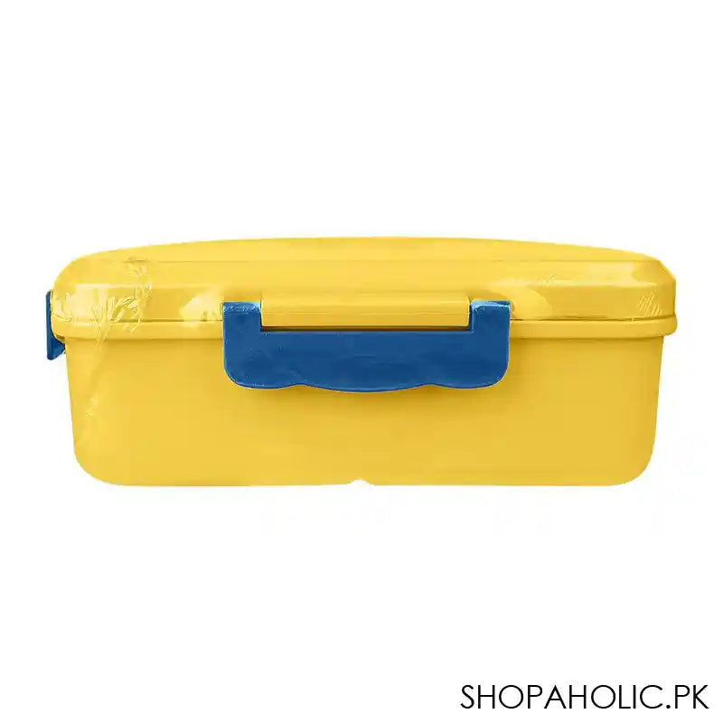 Plastic Lunch Box With Metal Cutlery, Yellow, 2.2in (H) x 6.5in (W) x 3.9in (D), (SH-203) 0001004 - Image 2