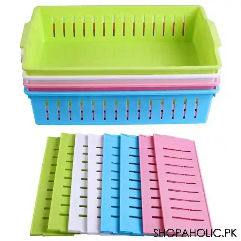 plastic storage baskets stackable organizer with partitions (size 29 x 14 x 10 cm) 1 piece image2