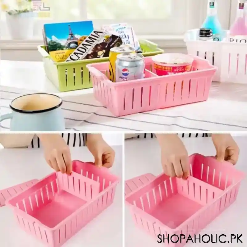 plastic storage baskets stackable organizer with partitions (size 29 x 14 x 10 cm) 1 piece main image