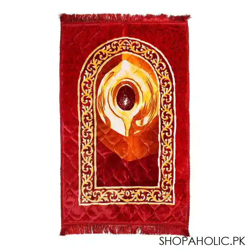 Plushmink Sujood Printed Single Janamaz/Prayer Mat, Gift Box, Maroon, F404049 - Main Image