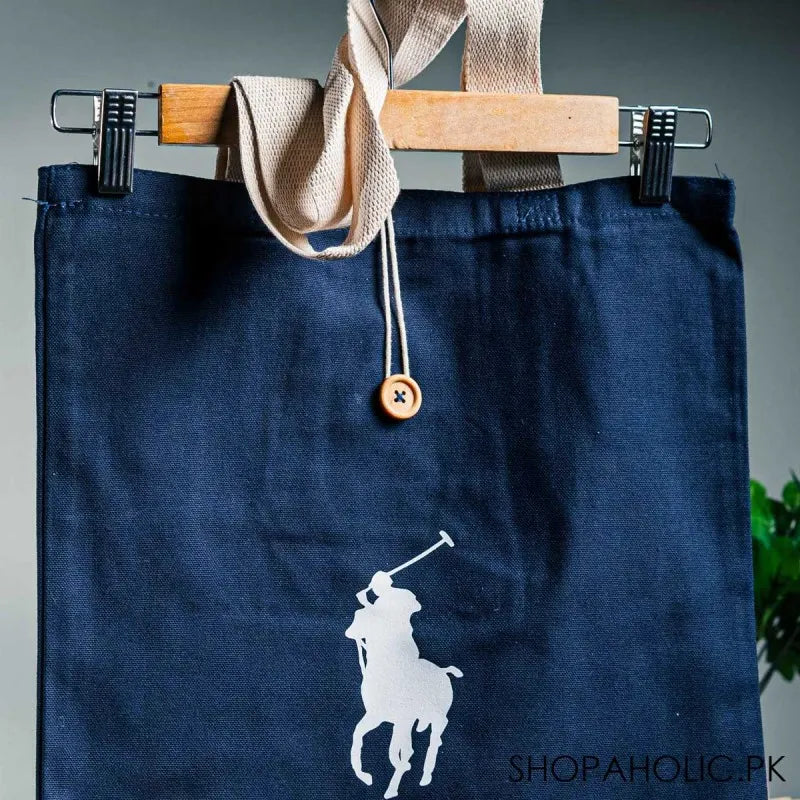 polo canvas button up tote bag image2