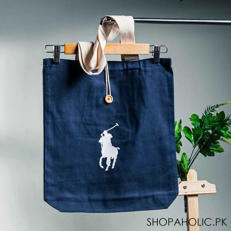 polo canvas button up tote bag main image