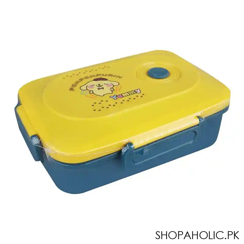 Pompompurin Plastic Lunch Box, 3 Compartments, Spoon & Fork, 1100ml, Yellow, 7.3in (H) x 45.3in (W) x 2.2in (D), Tq-158 - Image 3