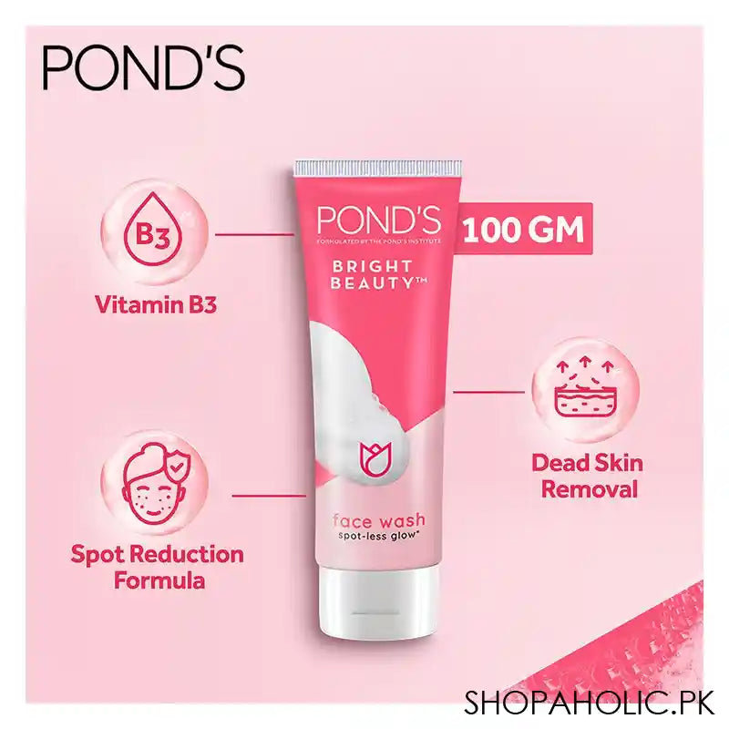 Pond's Bright Beauty Spot-Less Glow Face Wash, 100g - Image 3