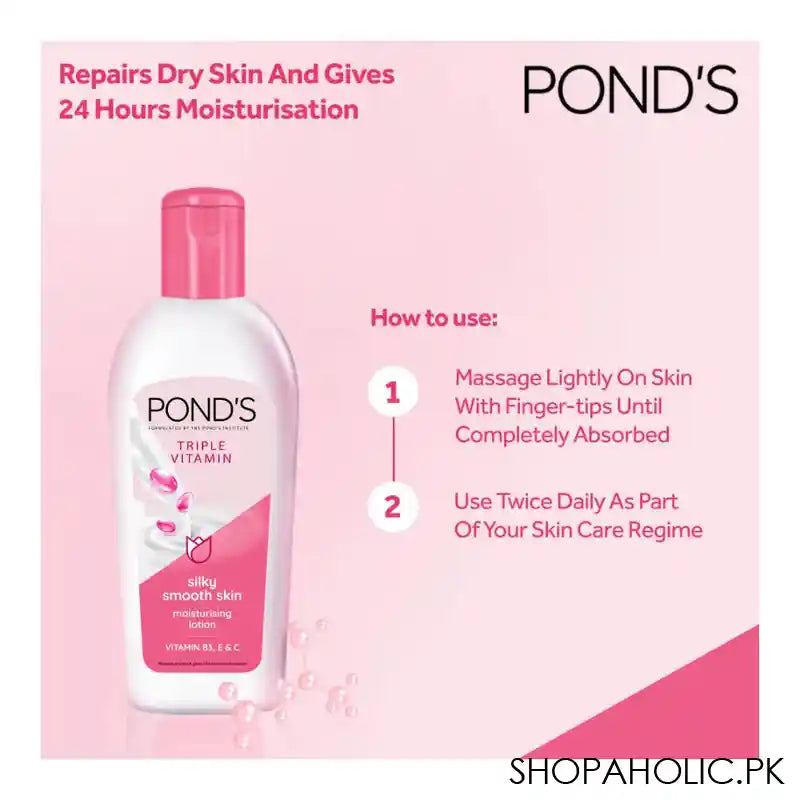 Pond's Triple Vitamin Moisturizing Lotion, Silky Smooth Skin, 100ml - Image 2