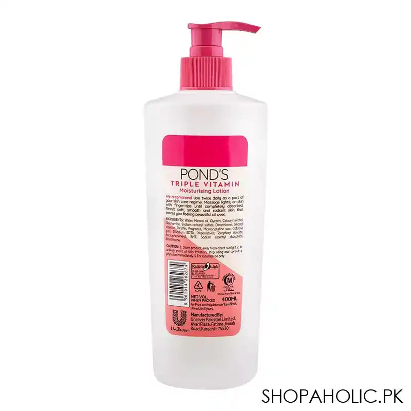 Pond's Triple Vitamin Silky Smooth Skin Moisturising Lotion, 400ml - Image 2