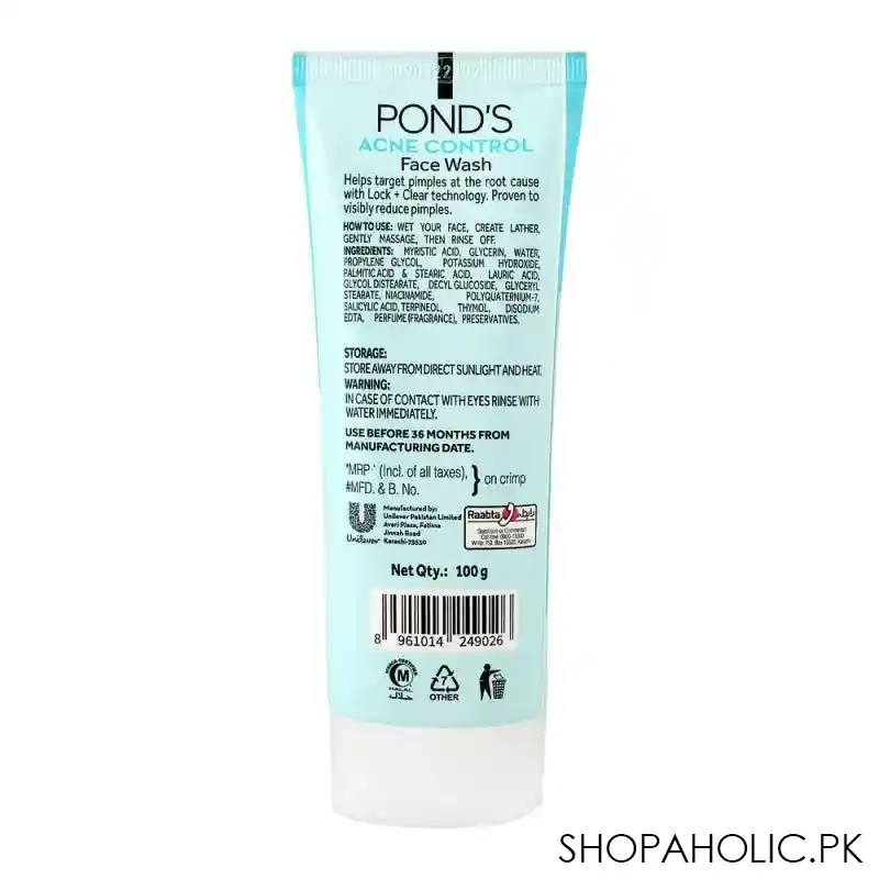 pond's acne control targets pimples face wash, 100g image3