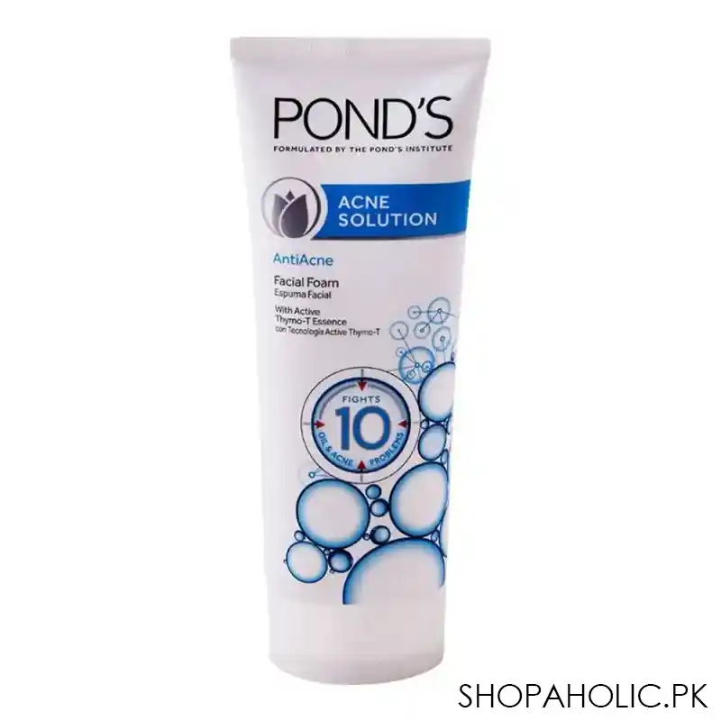 pond's acne solutions anti acne facial foam, 100g main image