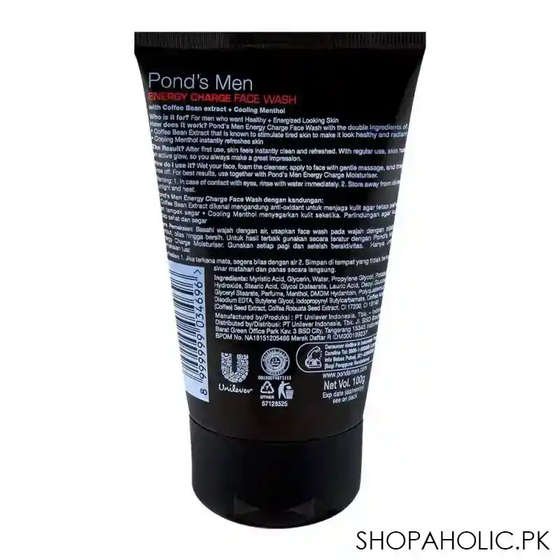 pond's men energy charge face wash 100ml image2