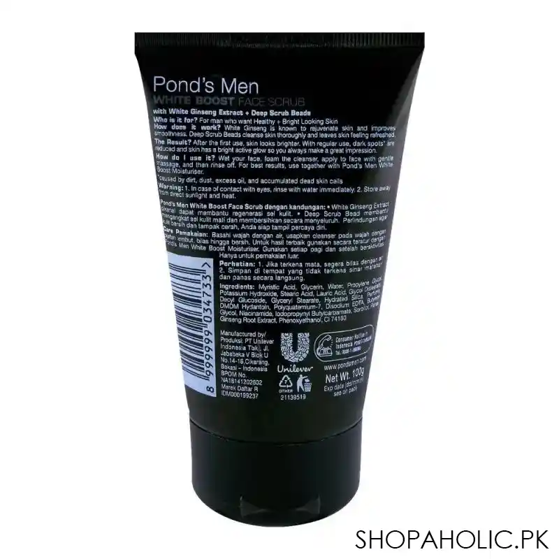 pond's men white boost face scrub 100ml image2