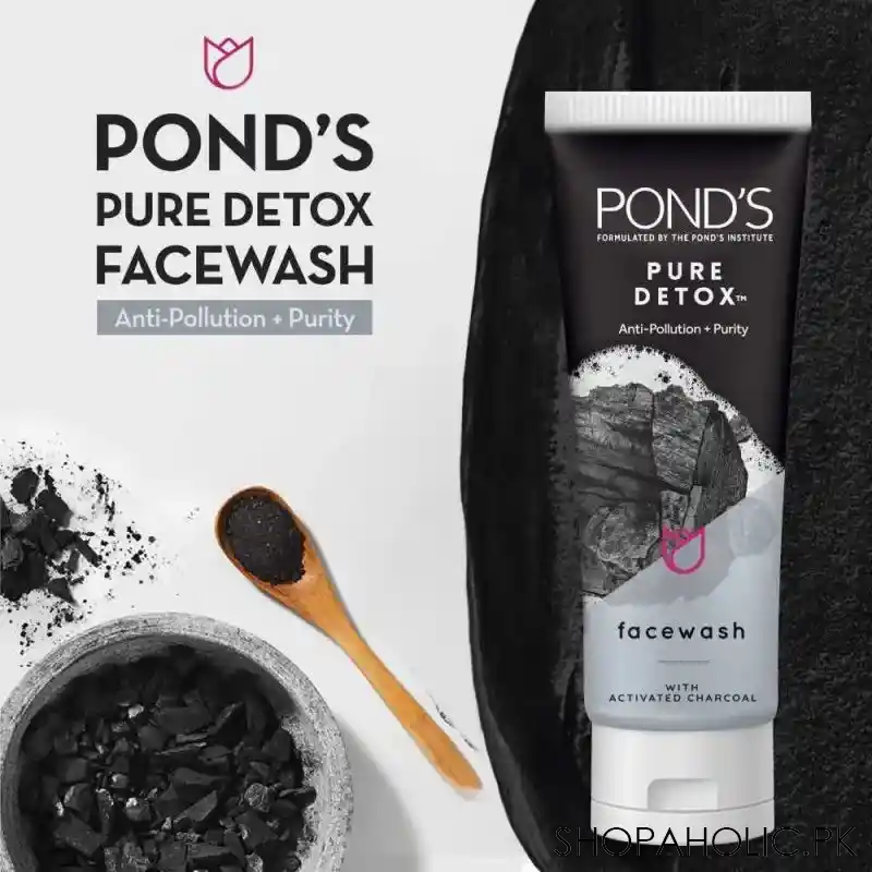 pond's pure detox anti pollution purity face wash, 100g main image